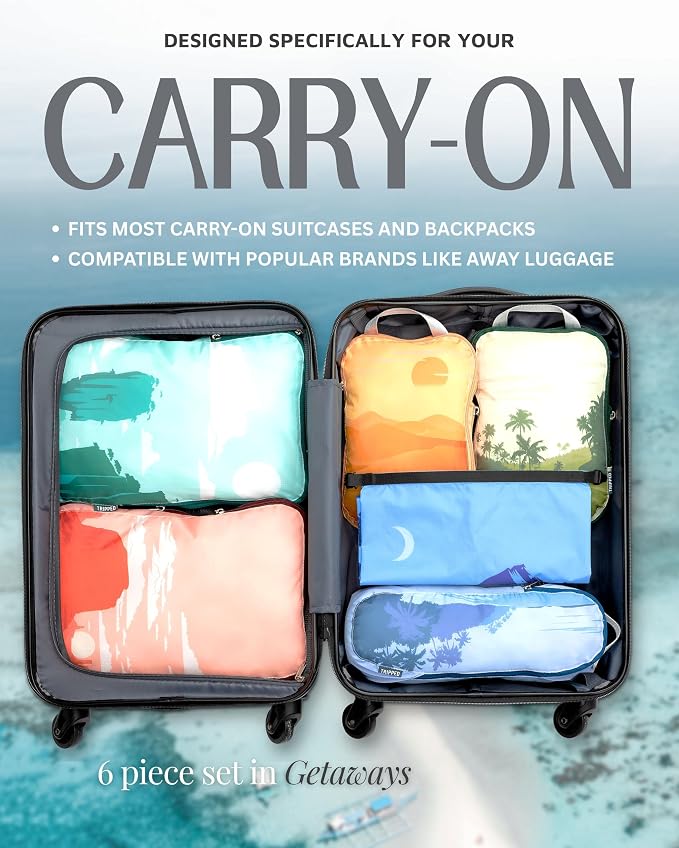 TRIPPED Travel Gear Compression Packing Cubes for Carry-On Travel 6-Pack | Ultralight Ripstop Packing Cubes with Compression Zippers for Organized Carry-On Luggage, Backpack, and Travel Packing - Image 7