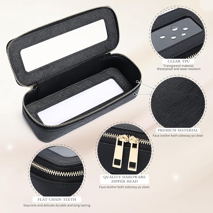 Pinkmik Makeup Brush Case, Black, SLIM | Clear Travel Cosmetic & Toiletry Bag, Small Makeup Bag, Zipper Purse Organizer, For Women - Image 5