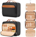 Travel Hanging Toiletry Bag for Women, with Jewelry Organizer Compartment, Medium Waterproof Hanging Makeup Accessories, Cosmetic Essentials, Toiletries Dopp Kit Set with Trolley Belt, Black by COOSKY