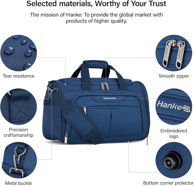 Hanke Carry On luggage Bags for Travel, Large Foldable Duffle Bag for Travel, Softside Lightweight Travel Bag Carry On Bags for Airplanes Women, Travel Tote Bags for Women Men.（Blue） - Image 6