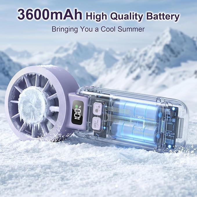 Portable Fan Handheld with Ice Cooling Rechargeable 5.5m/s Speed | 5-Speed, Independent Switch, Digital Display, Foldable Personal Fan for Travel/Concerts/Sport Events/Gifts - Image 9