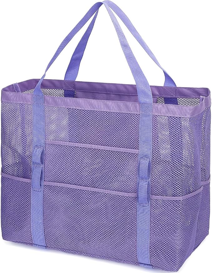 Fammart Mesh Beach Bag for Women, Large Beach Toy Pool Bag with Zipper Pocket, SandProof Cruise Essentials 2026 Family Travel by Fammart