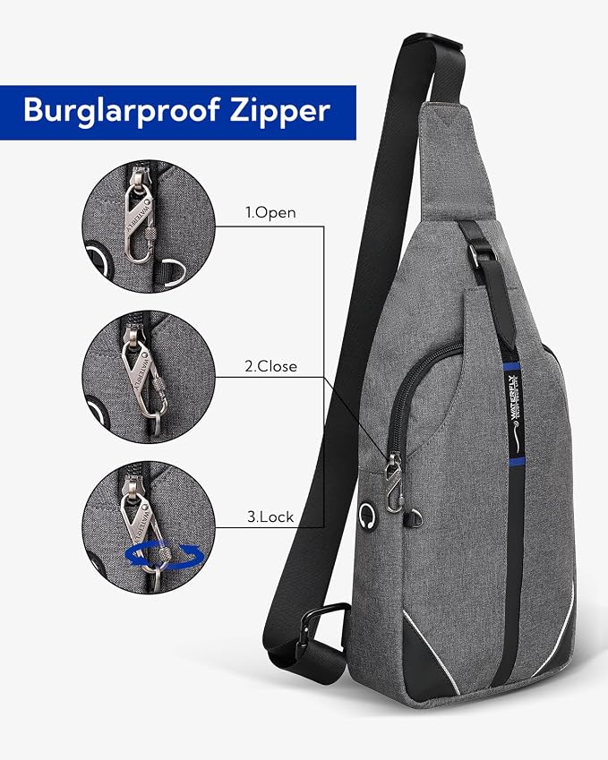 WATERFLY Medium Crossbody Sling Backpack Anti Theft Backpack for Traveling Chest Shoulder Bag - Image 3