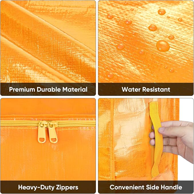 BALEINE 4-Pack Oversized Moving Bags with Reinforced Handles, Heavy-Duty Storage Tote for Clothes, Moving Supplies (Light Yellow, 4-Pack) - Image 7