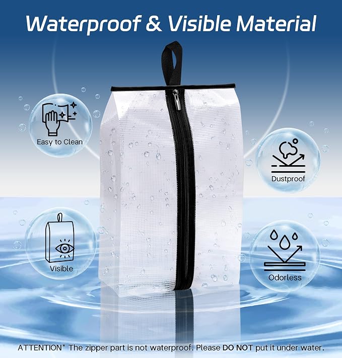 MISSLO Waterproof Shoe Bags for Travel 4 Pack XX-Large Shoe Storage Bag Clear Sneaker Pouch Portable Boots Organizer with Sturdy Zipper for Men & Women - Image 3