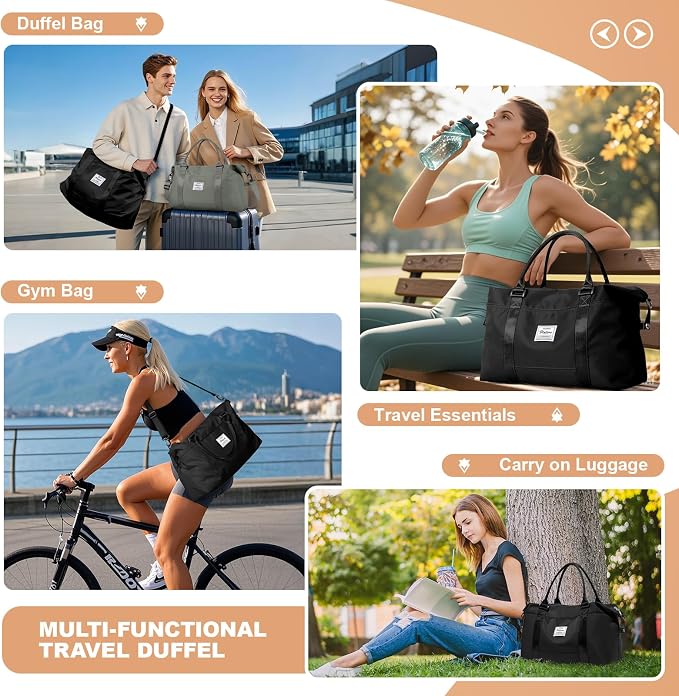 Travel Duffel Bag, Sports Tote Gym Bag, Shoulder Weekender Overnight Bag for Women - Image 8