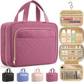 HOTOR Hanging Travel Toiletry Bag Women Men, Rosewood-Pink, Medium | Waterproof Makeup Bag Hanging Hook,Multiple Pockets,Travel Essentials,11.2 x 3.2 x 8.9inches by HOTOR
