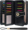 SENDEFN Wallets for Women Leather Credit Card Holder with RFID Blocking Large Capacity Wristlet | with RFID Blocking by SENDEFN