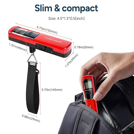 travel inspira Battery-Free Luggage Scale 110lb/50kg Digital Portable | Battery-free luggage scale, pump to power, 110lb/50kg, ±50g, lb/kg switch, tare, overload alert, travel essential - Image 6