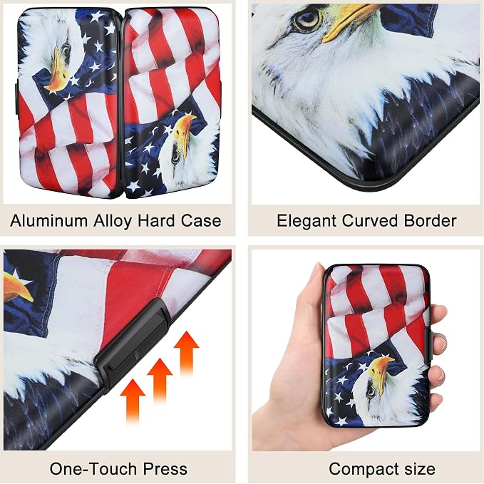 Mini RFID Aluminum Wallet Credit Cards Holder Business Card Case Metal ID Case for Men Women（Flag2 - Image 3