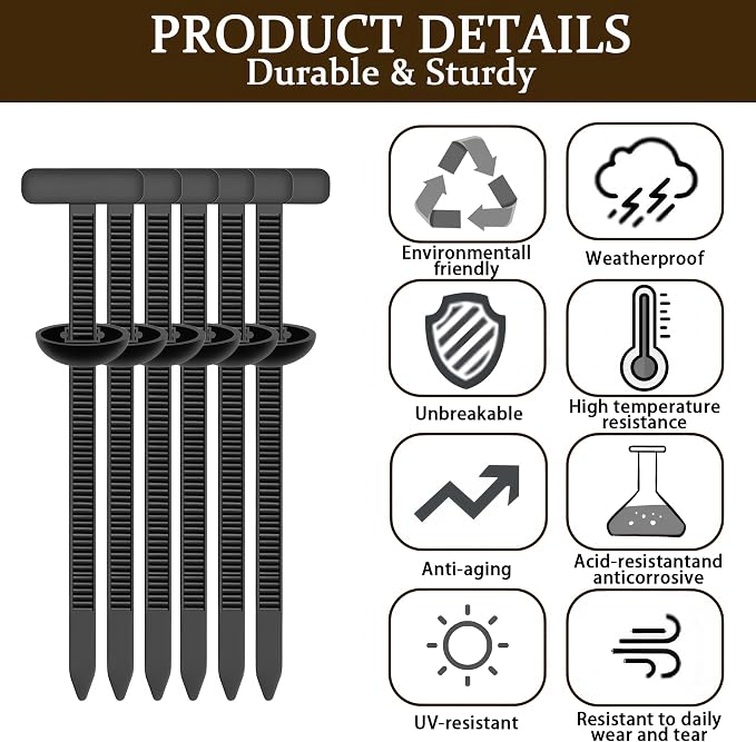200PCS Cable Tie Buckle,Nylon Universal Automotive Zipper Clips,Heavy Duty Plastic Rivet T Self-Locking Zip Ties,Zippered Trim Clip Auto Parts,Button Ziptie Bumper Retainer Fender Liner Fastener - Image 3