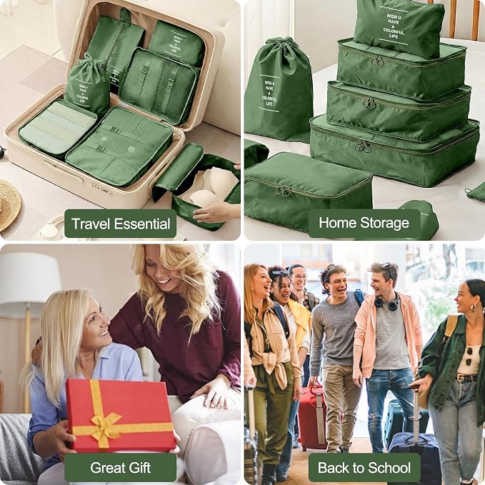 Packing Cubes for Travel- 8 Set Luggage Organizer Bags for Family, Mesh Breathable Travel Packing Cubes for Suitcases Durable Travel Essentials Bags Set (Green, 10 Set) - Image 8