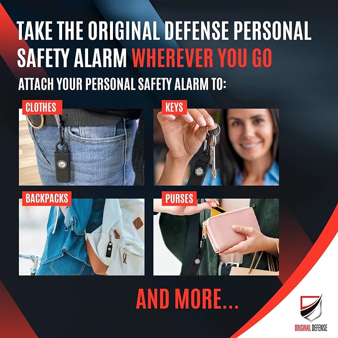 Original Defense® Siren Self-Defense Alarm - 130 dB Keychain Alarm with LED Strobe Light for Women, Children, and Elderly - Police Recommended - (Black, 1 Count) - Image 5