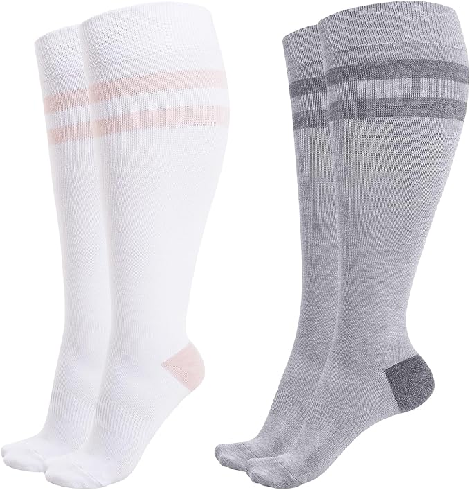 Momcozy Compression Socks for Women Wide Calf, 15-20mmHg Knee High Support Socks for Pregnancy, Nurses, Flying, Travel by Momcozy