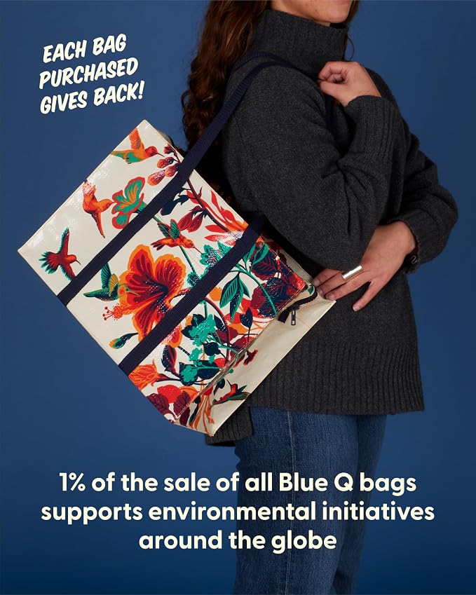 Blue Q Reusable Shoulder Tote Bag – Carry Everywhere Bag with a Hefty Zipper, Durable, Fun Design, 95% Recycled Material - Image 6
