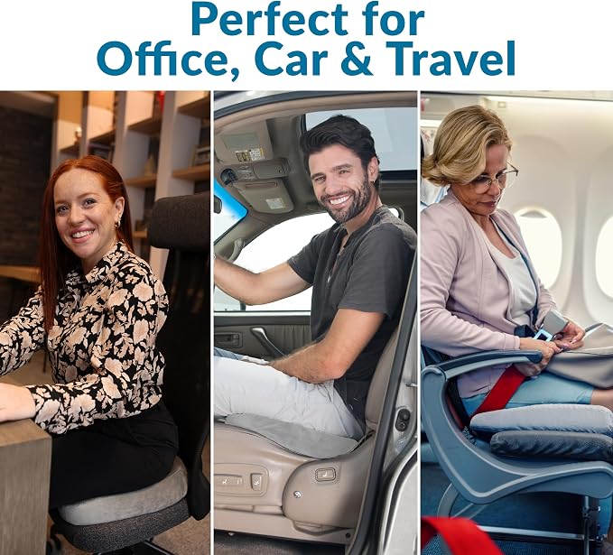 ComfiLife Premium Comfort Seat Cushion - Non-Slip Orthopedic 100% Memory Foam Coccyx Cushion for Tailbone Pain - Cushion for Office Chair Car Seat - Back Pain & Sciatica Relief (Gray) - Image 8