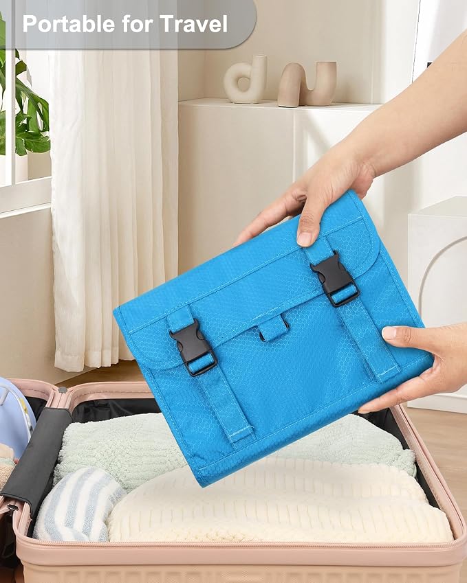 Relavel Travel Hanging Toiletry Bag for Women Men with Hanging Hook, Blue | Large Cosmetic Bags with Compartments, Water-resistant Travel Organizer for Accessories, Shampoo, Full Sized Container - Image 8