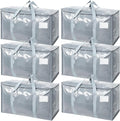TICONN 6 Pack Extra Large Moving Bags Heavy Duty with Zippers & Carrying Handles, Durable Storage Bags Moving Boxes for Closet Organizers and Storage (6 Pack, Light Grey) by TICONN