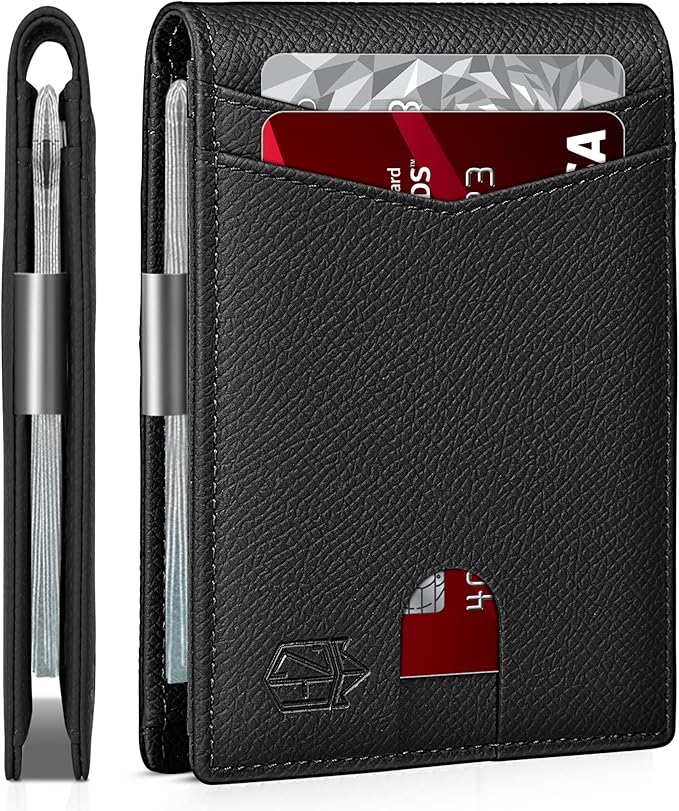 Zitahli Money Clip Wallets for Men,Slim Bifold Wallet 10-12 Cards, Mens Leather Wallet with ID Window,RFID Blocking Thin Minimalist Credit Card Holder,Gifts for Him by Zitahli