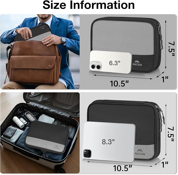 MATEIN Travel Electronics Organizer Case 2 Pack, Lightweight Cable Bag | Water Resistant, Portable Electronics Case, Carrying Bag for Cable, Changer, Earphone, for Electronic Accessories - Image 6