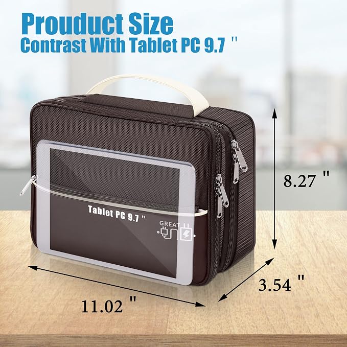 SELLYFELLY Electronics Travel Organizer, Double Layer Cable Organizer Bag Watreproof Electronics Accessories Storage Bag for Cord, Charger, Phone, Power Bank, Kindle, Hard Drive - Image 2