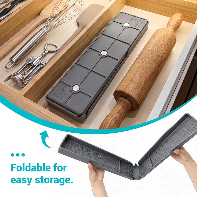 Silicone Over The Stove Shelf, 30 Inch Magnetic Stove Top Organizer - No Drill Space Saving Storage Rack for Spices & Kitchen Utensils, Perfect for Small Kitchen & Apartments (Grey) - Image 7