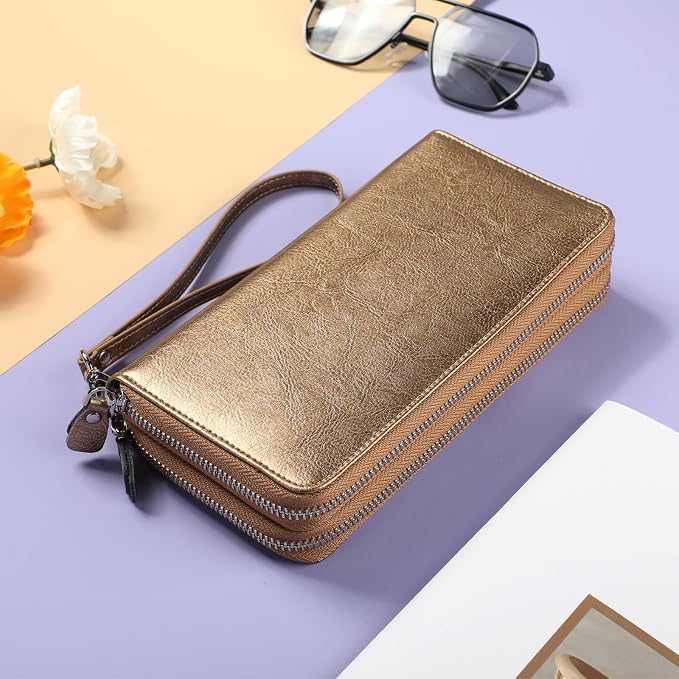 Small Compact Women Wallet RFID Blocking Genuine Leather Bifold Purse with ID Windows - Image 3