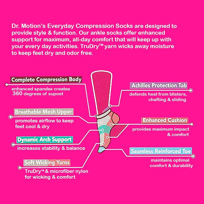 Dr. Motion 4 Pairs Therapeutic Graduated Compression Women's Knee-hi Socks - Image 5