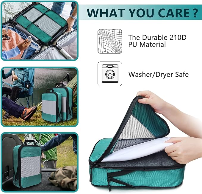 Compression Packing Cubes for Suitcases,5 Set Travel Essentials, Lightweight Luggage Organizer Bags, Travel Cubes for Carry on - Image 7