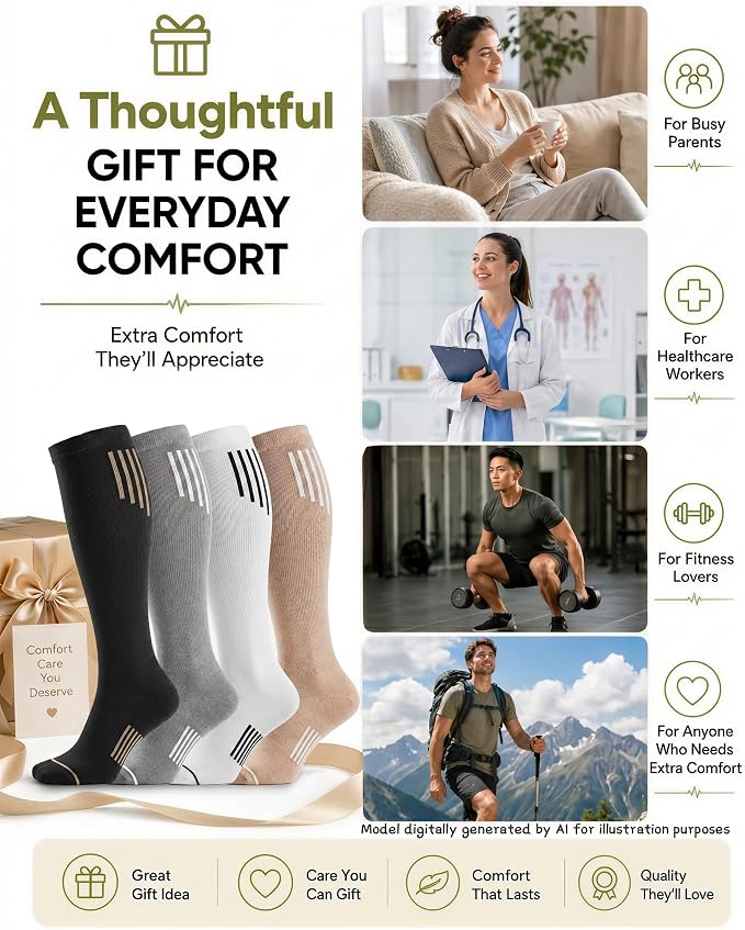 4-Pack 15-20 mmHg Athletic Compression Socks - Image 6