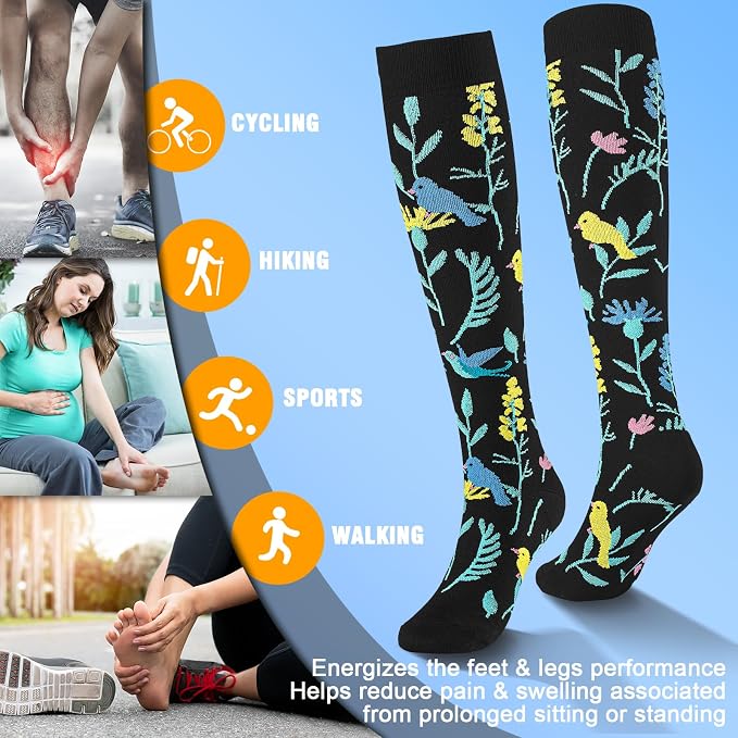 cerpite Compression Socks for Women & Men 6 Pairs Knee High Compression Socks 20-30 mmhg Best for Running,Nurse,Travel - Image 5