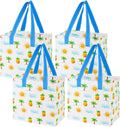 VENO 4 Pack Large Grocery Bag Reusable Shopping Bags with Hard Bottom | Utility Tote w/ Reinforced Handles, Heavy Duty, Foldable, Stand Upright, for Groceries Shopping Cart(Tropical Island, 4 Pack) by Veno