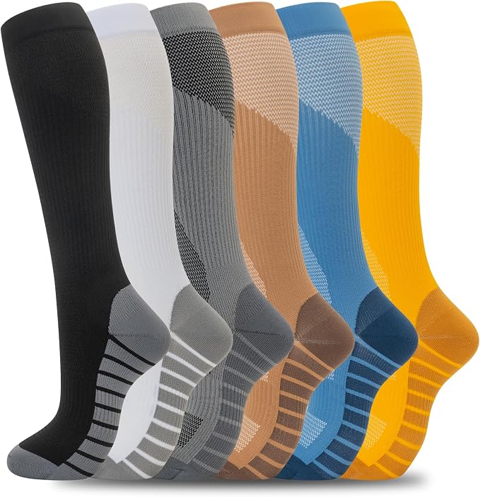 fenglaoda Compression Socks for Women Men Support Circulation 6 Pairs Socks For Nurse, Travel, Flight by fenglaoda