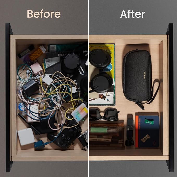 tomtoc Electronics Organizer Travel Case, Cable Organizer for Essentials | Water Resistant Tech Pouch Accessories Travel Bag Carry Storage for Cord, Phone, Cables, Airpods, USB Drive, Daily Items - Image 9