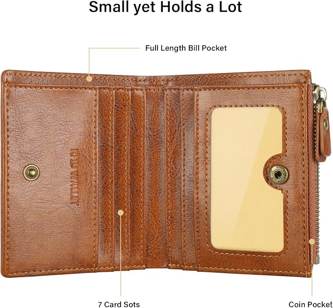 Ultra Thin Small Compact Leather Womens Girls Wallets RFID Blocking Credit Card Holder for Women - Image 3