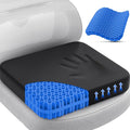 TushGuard Gel Seat Cushion for Long Sitting, Breathable Thick Patent Design | Enlarged Cooling Chair Pad for Office Chair, Wheelchair, Desk Chair, Supportive Car Cushion (2"Thick, Black+Blue) by TushGuardSeatCushonsPillows