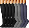 QUXIANG Copper Compression Socks for Women & Men Circulation (8 Pairs) - Best for Running Athletic Cycling - 15-20 mmHg by QUXIANG