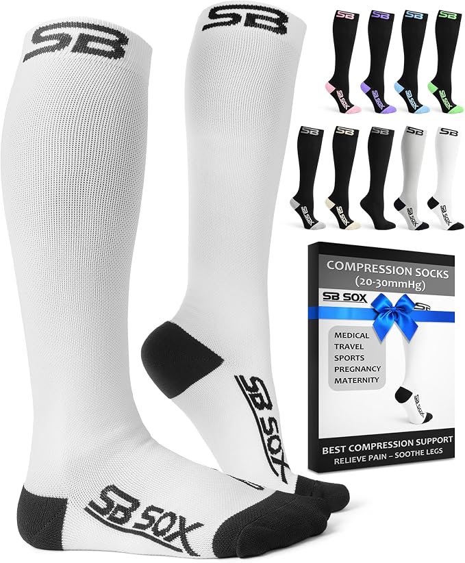 SB SOX Compression Socks for Men & Women (20-30mmHg) | Best Quality Compression Socks for Flying, Medical, Sports, Wide Calf Fit, Pregnancy, and Daily Wear. Trusted since 2016. by SBSOX