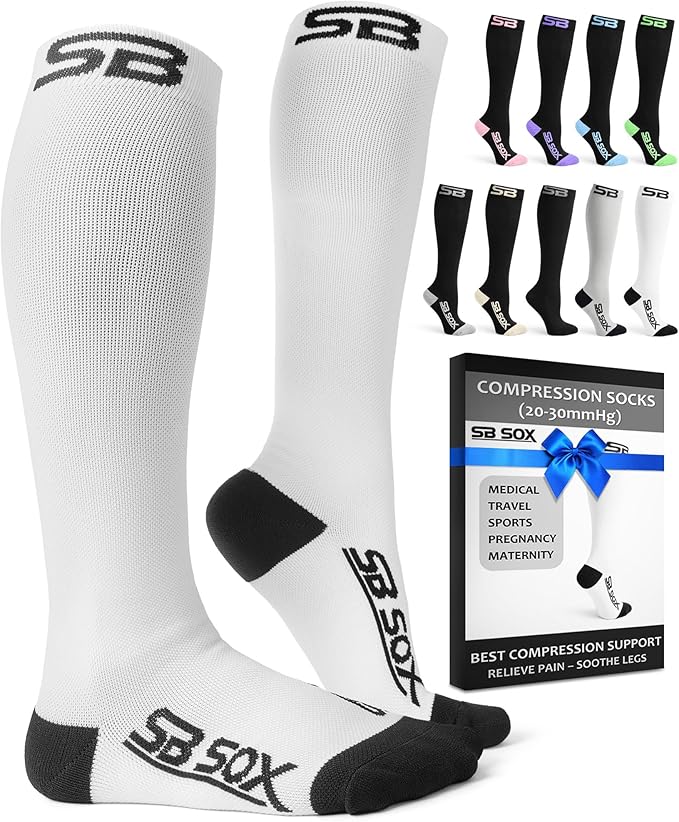 SB SOX Compression Socks for Men & Women (20-30mmHg) | Best Quality Compression Socks for Flying, Medical, Sports, Wide Calf Fit, Pregnancy, and Daily Wear. Trusted since 2016. by SBSOX