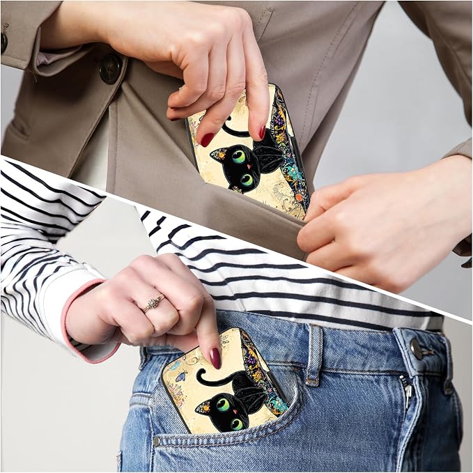 Credit Card Holder, Mini Aluminum Card Wallet RFID Blocking Slim Metal Hard Card Case for Women Men, Cat on Branch - Image 6