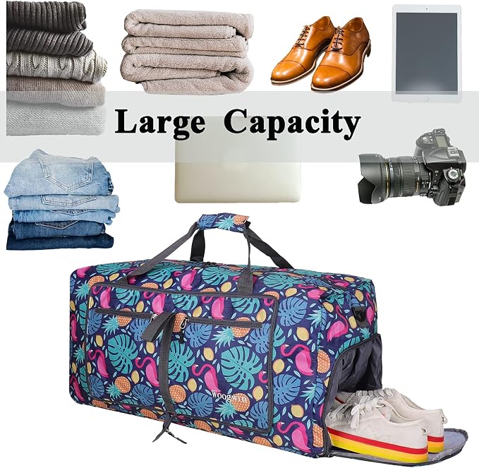 Woogwin Travel Duffel Bag Large Foldable Waterproof Overnight Bag for Beach Swim Bags Pool Sports Gym - Image 5