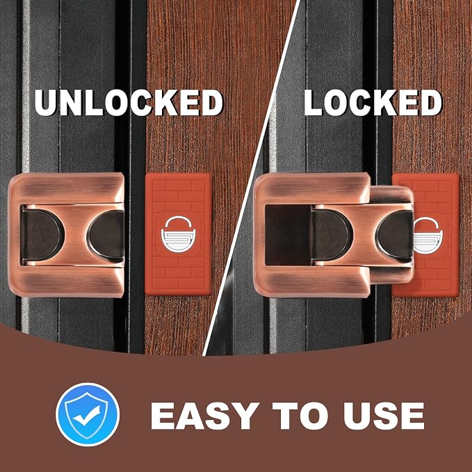 CZU Home Door Lock Security, Upgraded Safety Childproof Door Reinforcement Lock Latch (2-Pack), Extra Defend Door Lock for Inward Swinging Door - Image 5