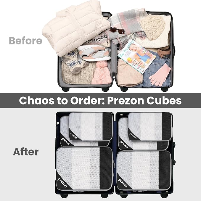 Compression Packing Cubes for Travel, Lightweight Vacation Travel Essentials, Travel Accessories for Suitcase Organizer Bags Set, Durable Luggage Organizer - Image 7