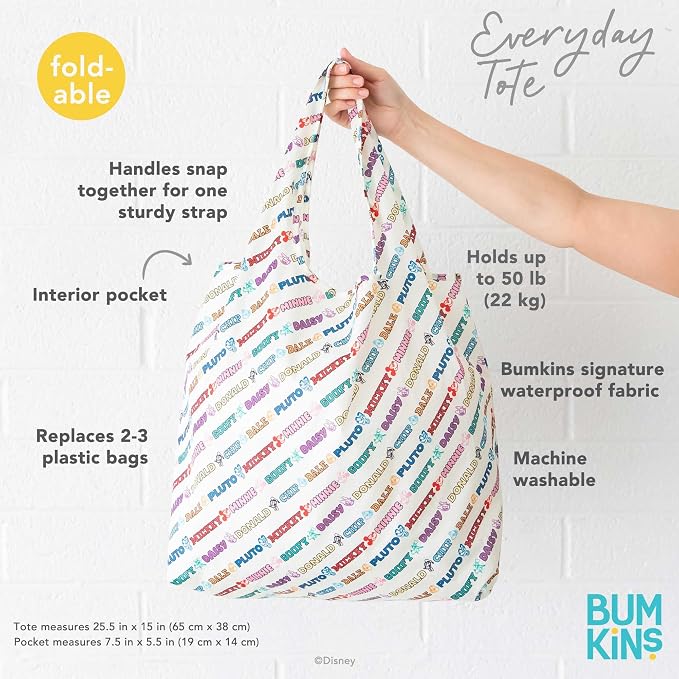 Bumkins Reusable Grocery Shopping Tote Bag for Women, Large Boho Style with Handles, Foldable, Washable, Shoulder Straps - Image 2