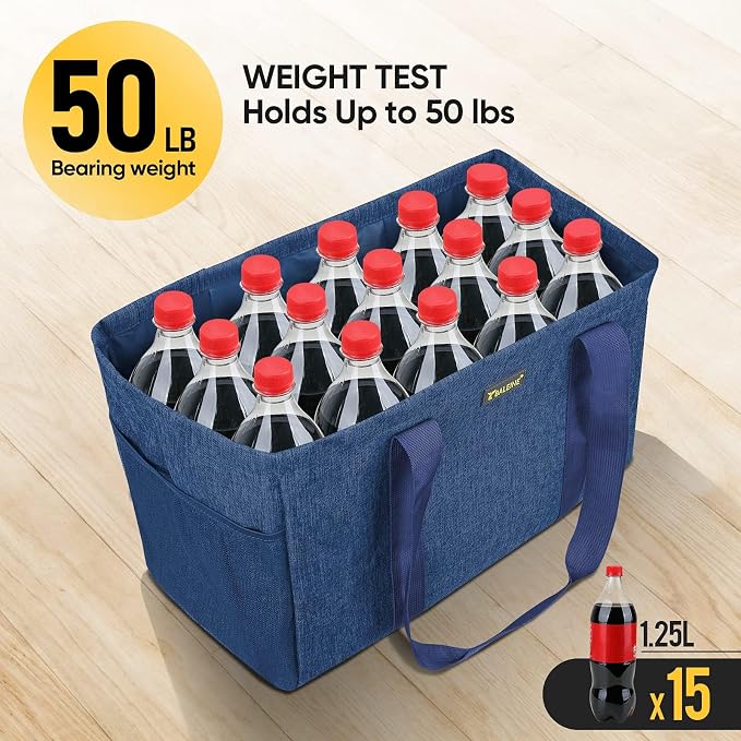 BALEINE Soft 9 Gallon Extra Large Utility Tote, Foldable Reusable Storage Bag (Denim Blue) - Image 7