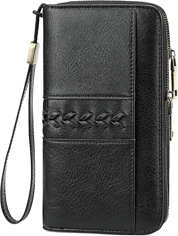 Wallets for Women Trifold Wristlet Wallets Large Capacity RFID Blocking Ladies Purse Credit Card Holder by FALANMULE