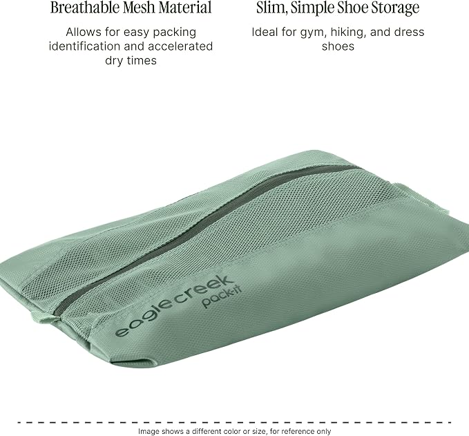 Eagle Creek Pack-It Reveal Shoe Sack - Breathable Shoe Storage Sack for Optimizing Luggage Space - Quick-Drying Material - Lightweight - Translucent Fabric - Washable - Ventilate - Image 4
