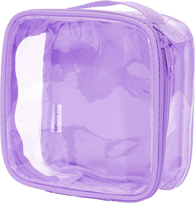 Clear TSA Approved 3-1-1 Travel Toiletry Bag for Carry On/Quart Size Transparent Liquids Pouch for Airport Security/Reusable See Through Vinyl & PVC Plastic Organizer Men Women (Lilac) by EzPacking