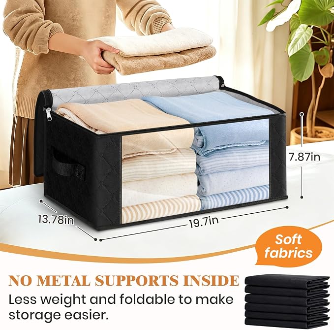 35L Closet Organizers, Foldable Under Bed Storage Containers | Storage Bags with Zippers,Window and Handles for Organizing Bedroom, Closet, Clothing,Organization with Handle - Image 2