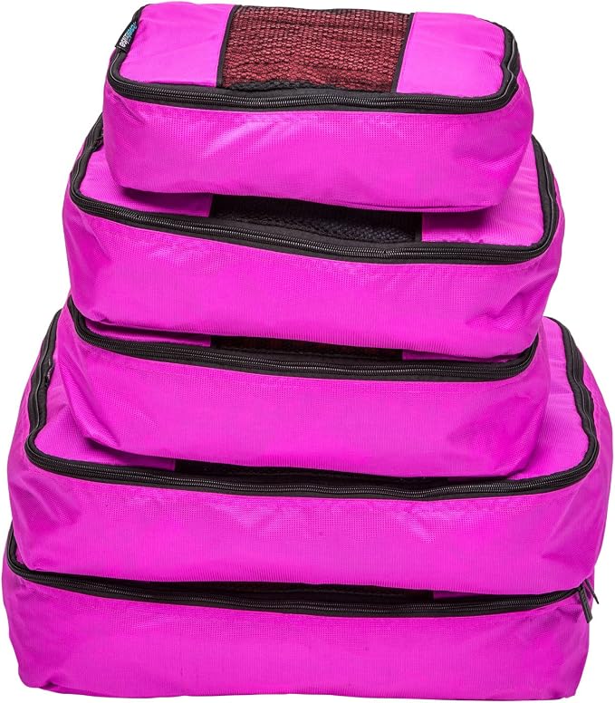Travel Wise Packing Cubes for Travel - 5 Piece Set with Pattern Design, Lightweight Ripstop Nylon Luggage Organizers with Mesh Panel, Small Medium Large Sizes - Image 2